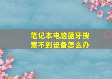 笔记本电脑蓝牙搜索不到设备怎么办