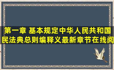 第一章 基本规定中华人民共和国民法典总则编释义最新章节在线阅读