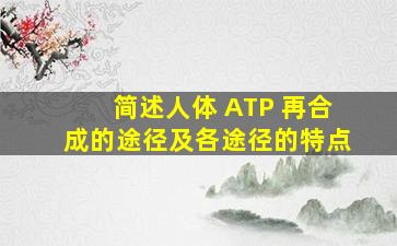 简述人体 ATP 再合成的途径及各途径的特点。