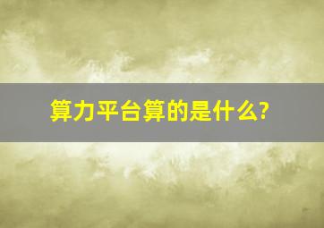 算力平台算的是什么?