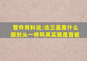 管件有料说:法兰盖是什么跟封头一样吗其实就是盲板