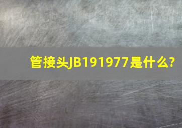管接头JB191977是什么?