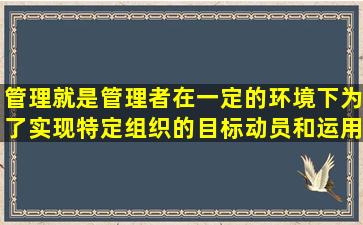 管理就是管理者在一定的环境下,为了实现特定组织的目标,动员和运用...