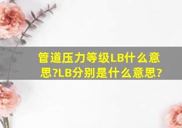 管道压力等级LB什么意思?L、B分别是什么意思?