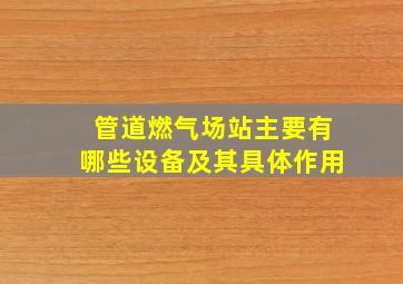 管道燃气场站主要有哪些设备及其具体作用