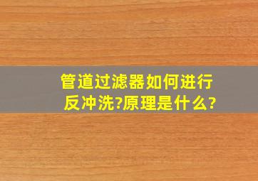 管道过滤器如何进行反冲洗?原理是什么?