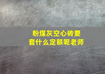 粉煤灰空心砖要套什么定额呢老师