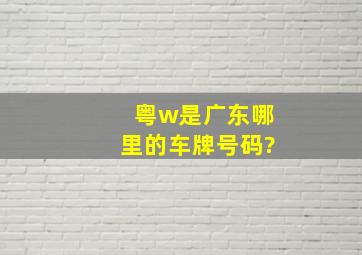 粤w是广东哪里的车牌号码?