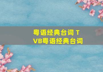 粤语经典台词 TVB粤语经典台词