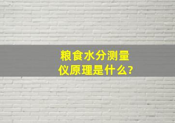 粮食水分测量仪原理是什么?