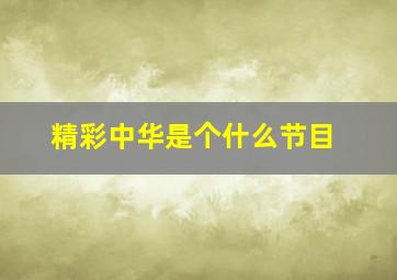 精彩中华是个什么节目