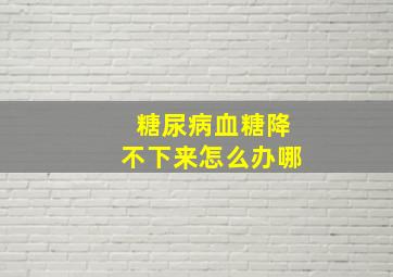 糖尿病血糖降不下来怎么办哪