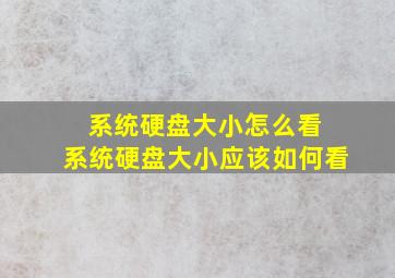 系统硬盘大小怎么看 系统硬盘大小应该如何看