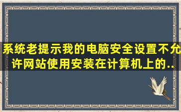 系统老提示我的电脑安全设置不允许网站使用安装在计算机上的...