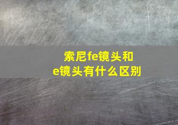 索尼fe镜头和e镜头有什么区别