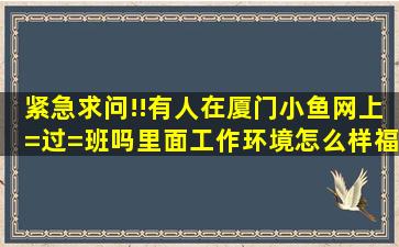 紧急求问!!有人在厦门小鱼网上=过=班吗((里面工作环境怎么样((福利