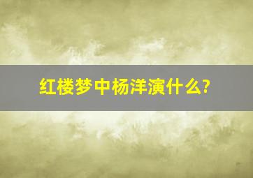 红楼梦中杨洋演什么?