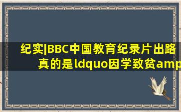 纪实|BBC中国教育纪录片《出路》,真的是“因学致贫"