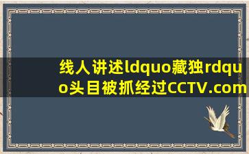 线人讲述“藏独”头目被抓经过CCTV.com