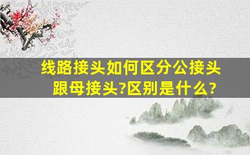 线路接头如何区分公接头跟母接头?区别是什么?