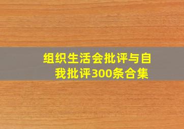 组织生活会批评与自我批评300条合集 