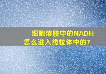 细胞溶胶中的NADH怎么进入线粒体中的?