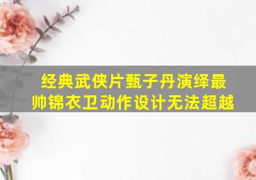 经典武侠片,甄子丹演绎最帅锦衣卫,动作设计无法超越