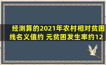 经测算的2021年农村相对贫困线(名义值)约( )元,贫困发生率约12%...