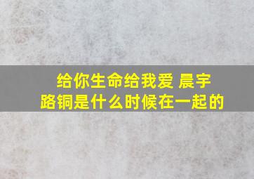 给你生命给我爱 晨宇路铜是什么时候在一起的