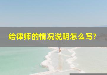 给律师的情况说明怎么写?