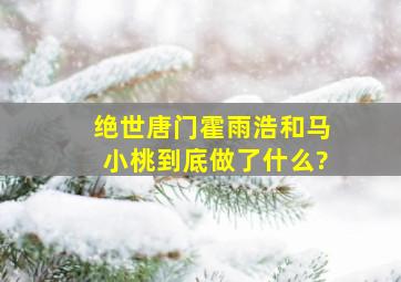 绝世唐门霍雨浩和马小桃到底做了什么?