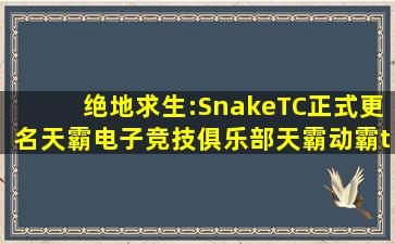 绝地求生:SnakeTC正式更名天霸电子竞技俱乐部,天霸动霸tua!