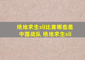 绝地求生sli比赛哪些是中国战队 绝地求生sli