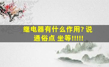 继电器有什么作用? 说通俗点。 坐等!!!!!