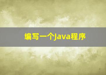 编写一个Java程序