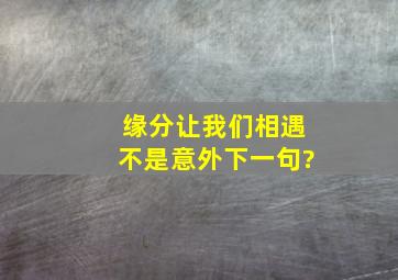 缘分让我们相遇不是意外下一句?