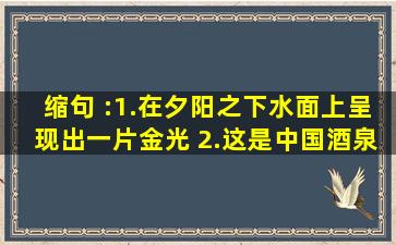 缩句 :1.在夕阳之下,水面上呈现出一片金光。 2.这是中国酒泉卫星发射...