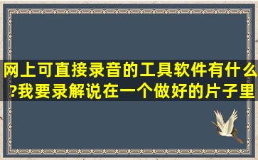 网上可直接录音的工具软件有什么?我要录解说在一个做好的片子里.