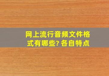 网上流行音频文件格式有哪些? 各自特点