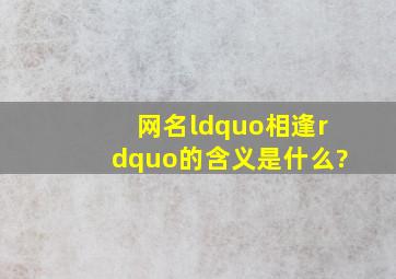 网名“相逢”的含义是什么?