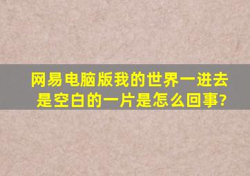 网易电脑版我的世界一进去是空白的一片是怎么回事?