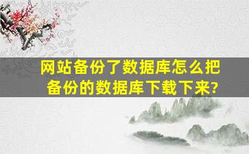 网站备份了数据库,怎么把备份的数据库下载下来?