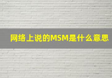 网络上说的MSM是什么意思