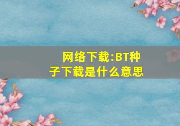 网络下载:BT种子下载是什么意思