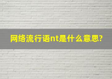 网络流行语nt是什么意思?