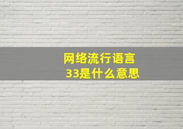 网络流行语言33是什么意思