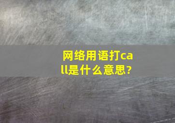 网络用语打call是什么意思?