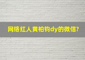 网络红人黄柏钧dy的微信?