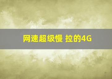 网速超级慢 拉的4G