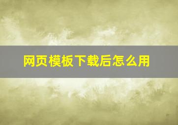 网页模板下载后怎么用